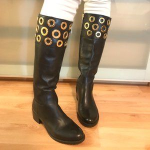 Leather knee high boots, sizes 6-7